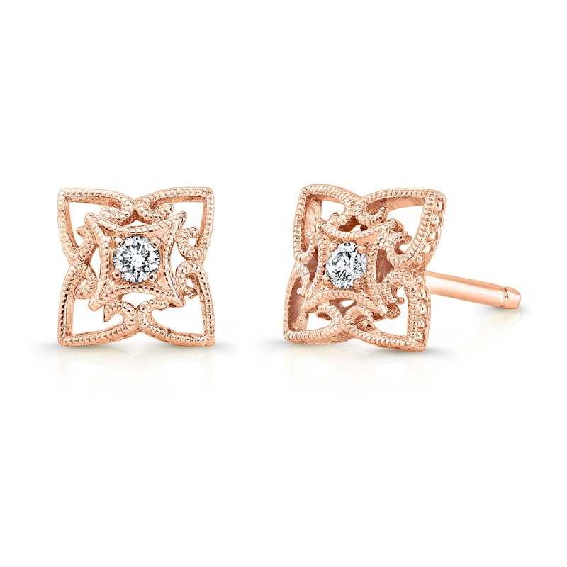 Rose Gold Diamond Earring. 