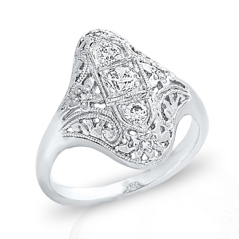 Gordon Clark Antique Inspired 3 Diamond Engagement Ring