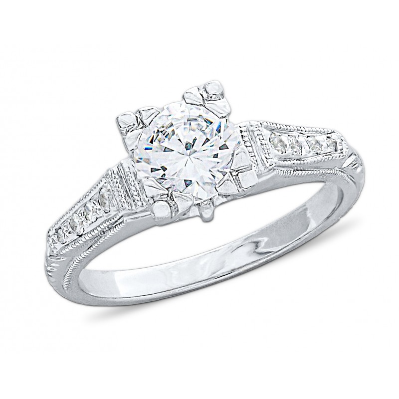 Gordon Clark Antique Inspired Petite Square Flat Top Diamond Engagement Ring