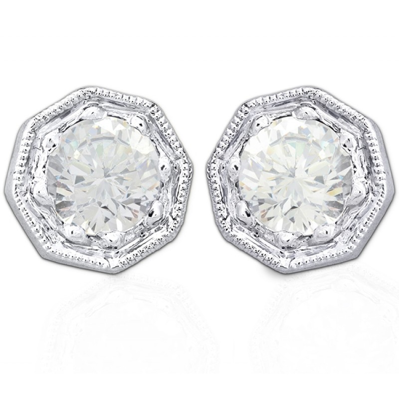1/4ct Octagon Shaped Earrings 