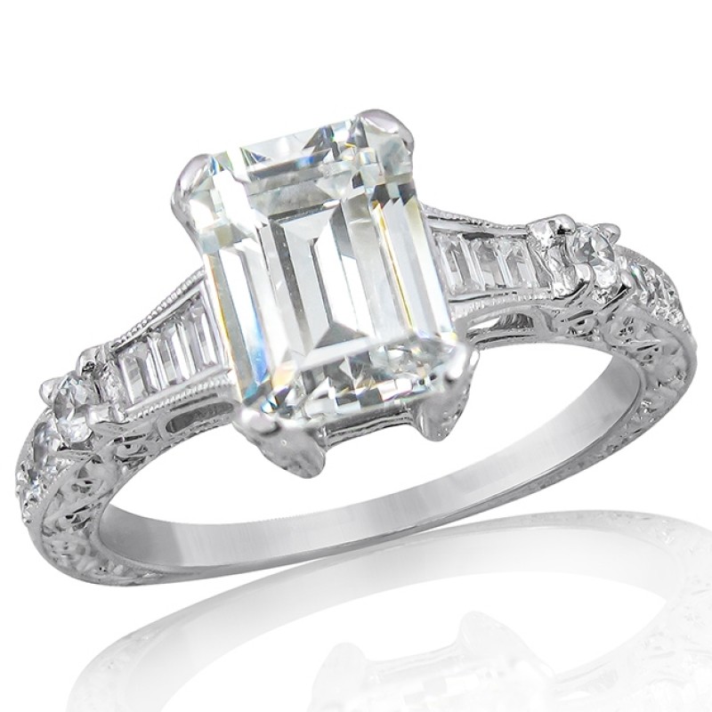 Gordon Clark Antique Emerald Cut Diamond Engagement Ring