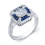 Hand Crafted Diamond & Blue Sapphire ring