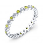 Bezel set diamond and yellow sapphire stackable ring