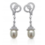 Abstract Heart Diamond and Pearl Drop Post Earring  
