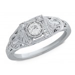 Gordon Clark Art Deco Petite Diamond Engagement Ring