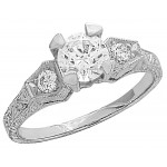Gordon Clark Antique Inspired Hexagon side Diamond Engagement Ring