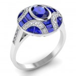 Antique Inspired Diamond & Blue Sapphire Ring