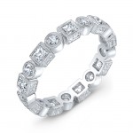 Princess Cut and Round Diamond Stackable Ring