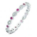 Diamond & Pink Sapphire, Stackable Ring