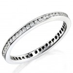 High Polished Channel Set, Diamond, Stackable Wedding Ring