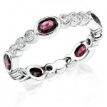 Diamond and Custom Cut Oval Pink Sapphire Stackable Ring
