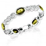 Diamond and Custom Cut Oval Yellow Sapphire Stackable Ring