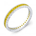 yellow sapphire, channel set gold ring