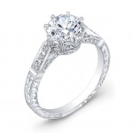  Engraved Diamond Engagement Ring