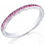 Engraved Channel Set Pink Sapphire Eternity Band