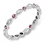 Diamond and Pink Sapphire Stackable Ring 