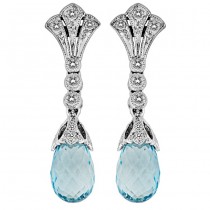 Diamond and Aquamarine Filigree Earring 