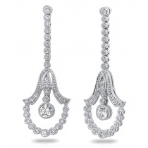 Diamond Art Deco Bezel Dangle Earring 