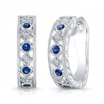 Diamond & Blue Sapphire Earring. 