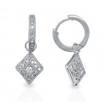 Diamond Huggie with Elegant Filagree Dangle Earrings