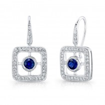 Vintage Diamond and Blue Sapphire Earrings 
