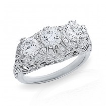 Gordon Clark Antique Inspired 3 Diamond Engraved Engagement Ring