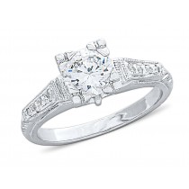 Gordon Clark Antique Inspired Petite Square Flat Top Diamond Engagement Ring