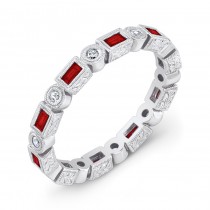 Baguette Ruby and Round Stackable Ring