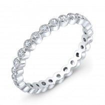 Bezel set diamond stackable wedding ring