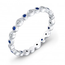 Diamond & Blue Sapphire, Stackable Ring