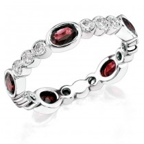 Diamond and Custom Cut Oval Ruby Stackable Ring