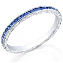 Engraved Channel Set Blue Sapphire Band