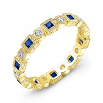 Engraved, Sapphire & Diamond Ring