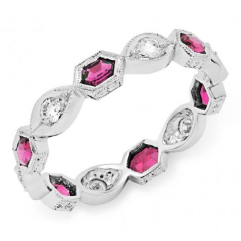 Diamond and Pink Tourmaline Stackable Ring