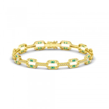 Diamond and Emerald, Art Deco Bracelet