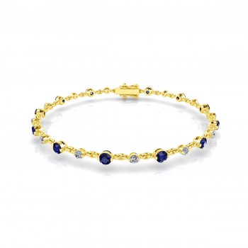 Diamond and RD Blue Sapphire Bracelet