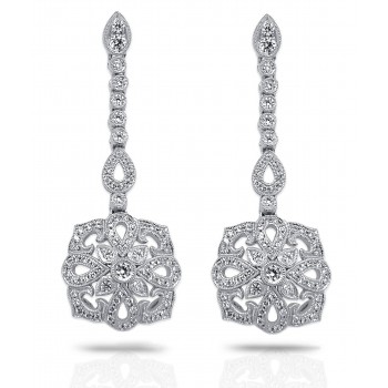 Diamonds and Pear Shape Bezels Dangle Earrings