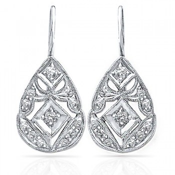 Elegant Pear Shaped Diamond Fishtail Earrings