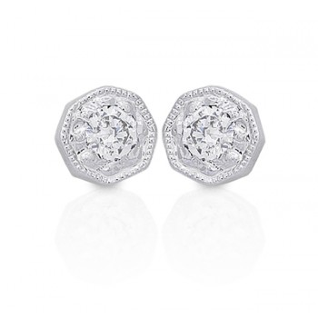1/4ct Octagon Shaped Earrings 