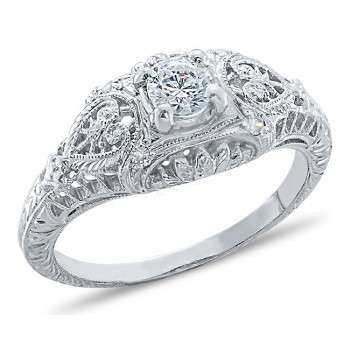 Gordon Clark Petite Art Deco Diamond Engagement Ring