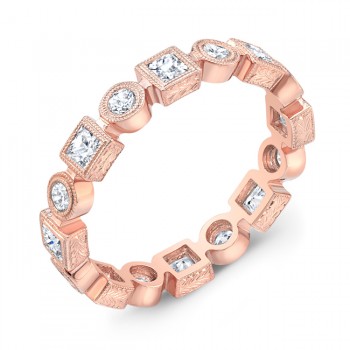 Princess Cut and Round Diamond Stackable Ring