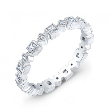  Princess Cut and Micro Pave' Round Brilliant Cut Diamond Stackable Ring