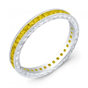 yellow sapphire, channel set gold ring
