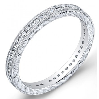 Engraved Channel Set Diamond Ring