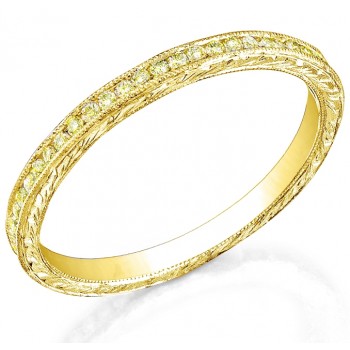 Engraved Channel Set Yellow Sapphire Eternity Band