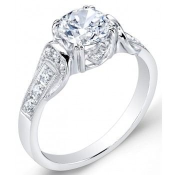 Modern Nouveau,  Halo Style, Diamond Engagement Ring