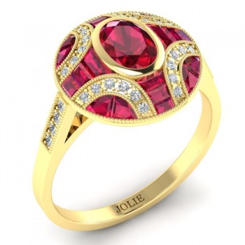 Antique Inspired Diamond & Ruby Ring